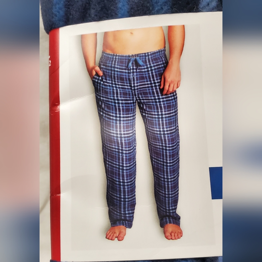 Lucky Brand Men's Blue Plaid Sleep Fleece Pants